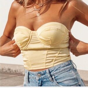 Princess Polly yellow satin corset top